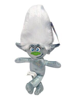 DreamWorks Trolls Guy Diamond Plush Silver Glitter White Hair Stuffed Doll New